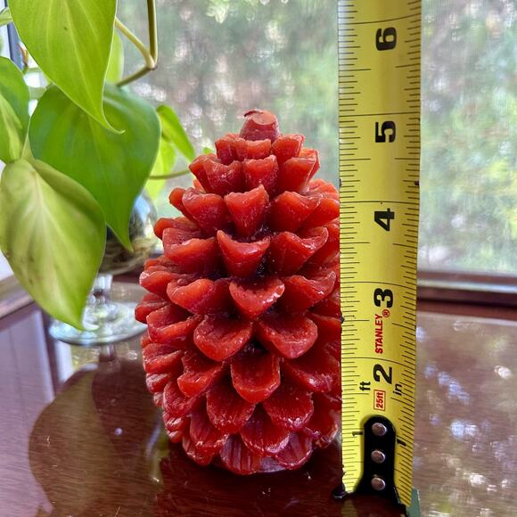 Vintage Red Pinecone Shaped Candle – 5” Tall Holiday Decor - Picture 7 of 10